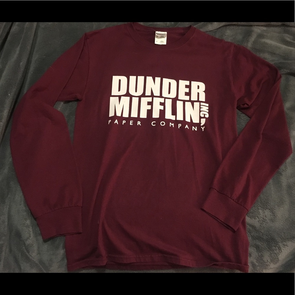 The Office Dunder Mifflin Maroon Long Sleeve Tee
